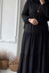 Ayrobin Beli Ayarlanabilen Elbise - Siyah