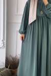 Balon Kol Robalı Elbise - Mint Yeşili