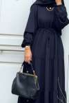 Beli Ayarlanabilen Ayrobin Elbise- Siyah