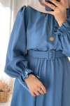 Beli Lastikli Özel Gün Elbisesi - Bebe Mavi