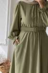 Beli Lastikli Özel Gün Elbisesi - Soft Yeşil