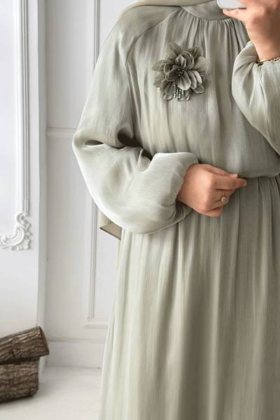 Broşlu Janjan Etekli Takım - Su Yeşili