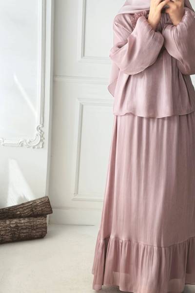 Broşlu Janjan Etekli Takım - Pudra