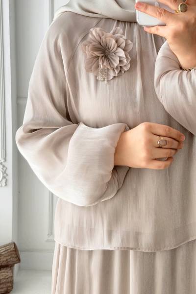 Broşlu Janjan Etekli Takım - Taş