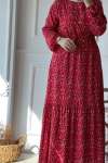 Çıtı Pıtı Viskon Elbise - Kırmızı