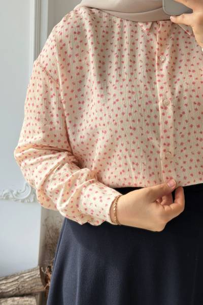 Çıtıpıtı Çiçekli Gömlek - Somon
