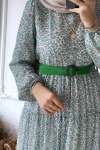 Çıtır Çiçekli Katlı Şifon Elbise -Mint Yeşili