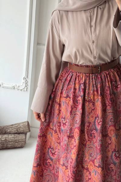 Etnik Desen Etek - Mürdüm