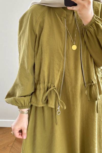 Fermuarlı Ceketli Takım - Yağ Yeşili