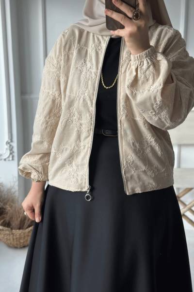 Fermuarlı Ceket - Bej