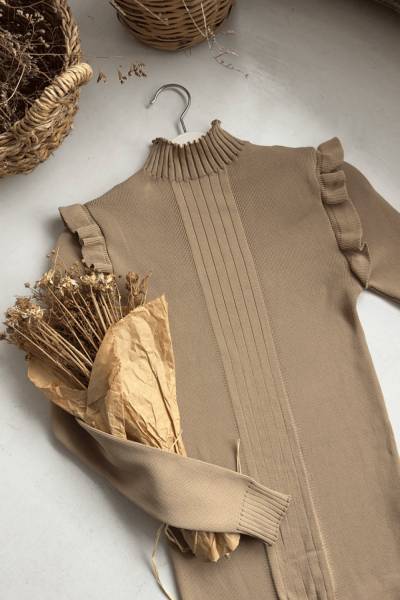 Fırfır Detaylı Bluz - Camel