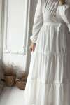 Fisto Şeritli Özel Gün Elbise -  Beyaz