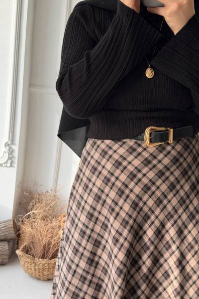 Fitilli Volan kol Bluz - Siyah