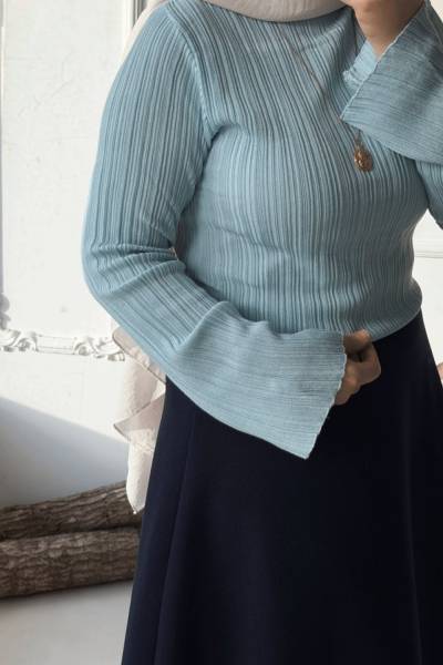 Fitilli Volan kol Bluz - Bebe Mavisi