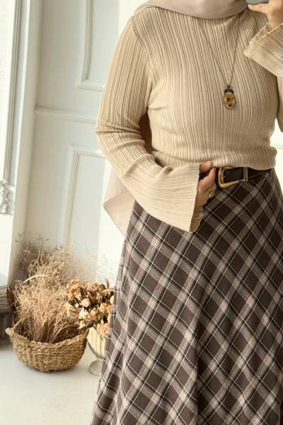 Fitilli Volan kol Bluz - Bej