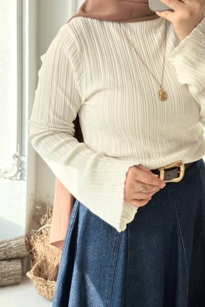 Fitilli Volan kol Bluz - Ekru