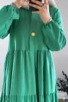 Gizli Düğmeli Fresh Elbise-Yeşil