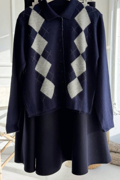 Gömlek Yaka Düğmeli Hırka - lacivert