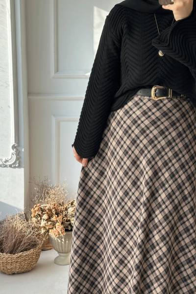 Kemer Hediyeli EKose Etek - Bej