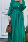 Kemerli Özel Gün Elbisesi - Yeşil