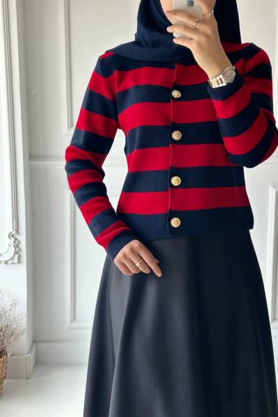 Lidya Hırka - Lacivert -Kırmızı