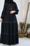 Naif Güpür Detay Elbise - Siyah