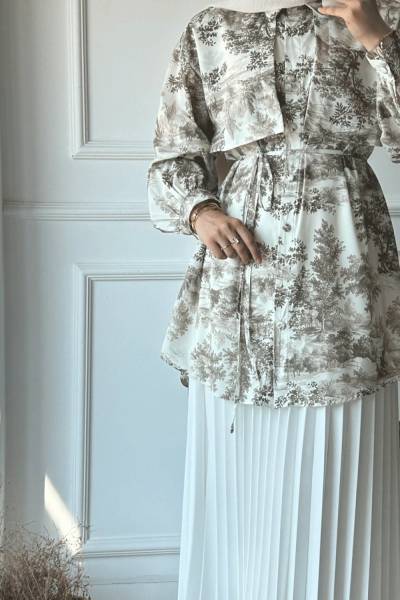 Natural Desen Tunik - Yeşil