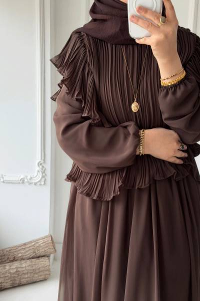 Nora Etekli Takım -Kahverengi