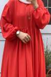 Pamuk Ayrobin Robalı Elbise - Nar Çiçeği