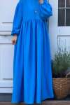 Pamuk Ayrobin Robalı Elbise - Mavi