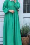 Pamuk Ayrobin Robalı Elbise - Yeşil