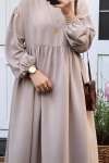Pamuk Ayrobin Robalı Elbise - Taş