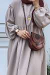 Pamuk Ayrobin Robalı Elbise - Taş