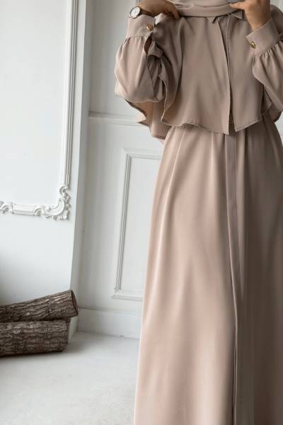 Pelerin Detaylı Ferace - Taş