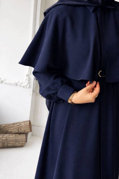 Pelerin Detaylı Ferace - Lacivert