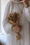 Piliseli Şifon Elbise - Beyaz