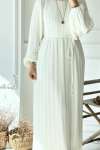 Piliseli Elbise - Beyaz