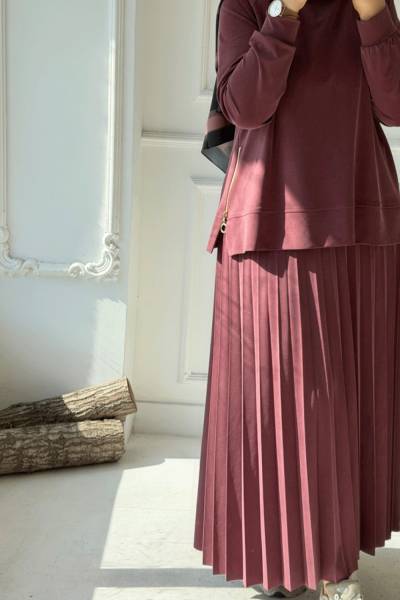 Piliseli Etekli Takım - Bordo