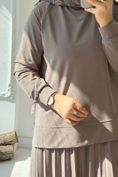 Piliseli Etekli Takım - Vizon