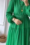 Pıtpıtlı Kemerli Elbise - Yeşil