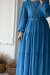 Pıtpıtlı Kemerli Elbise - Mavi
