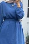 Pıtpıtlı Ayrobin Elbise - İndigo