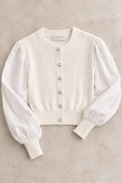 Prenses Kol Hırka - Beyaz