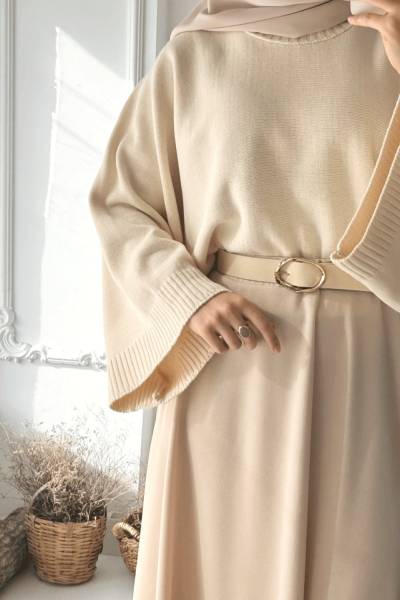 Reglan Kol Kısa Kazak- Krem