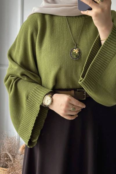 Reglan Kol Kısa Kazak- Yeşil