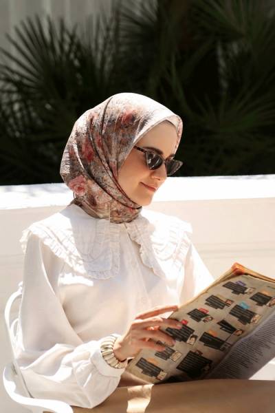 Rosalya Desen Eşarp - Gri