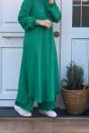 Uzun Tunikli Pantolonlu Takım - Yeşil