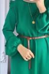 Prenses Kol Elbise-Yeşil